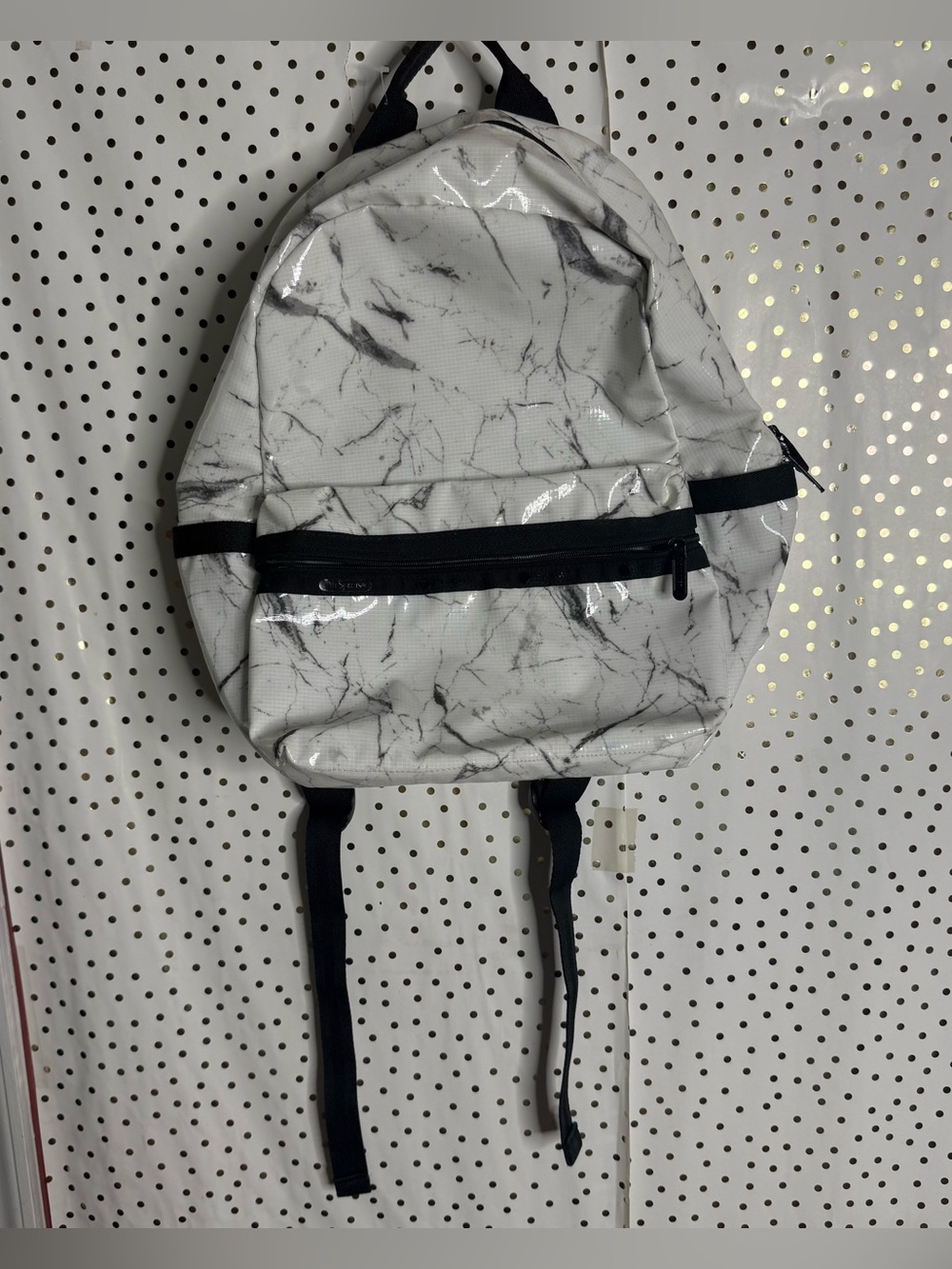 Lesportsac White Marble Print Backpack